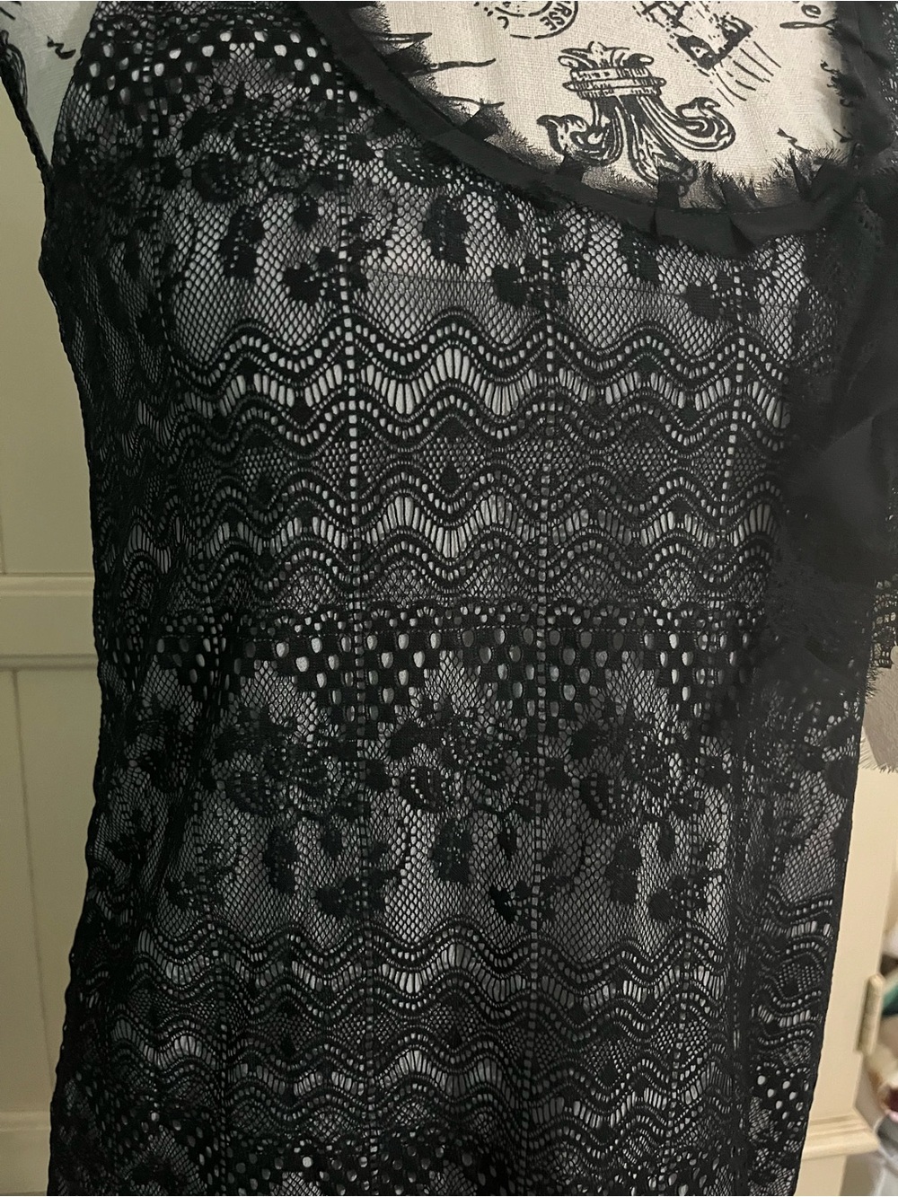 CAbi Emily Lace Overlay Scoop Neck Sleeveless Blouse - Picture 6 of 12